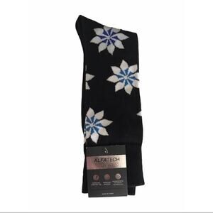 AlfaTech by Alfani Snowflake Sock Black White Blue
